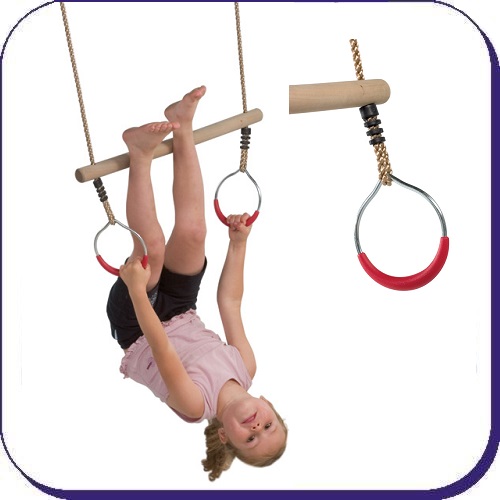 Gymnastic Trapeze Bar with Metal Rings
